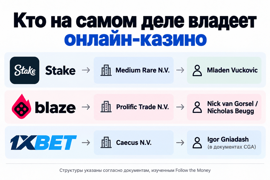 Инфографика, где показана кто на самом деле владеет онлайн-казино